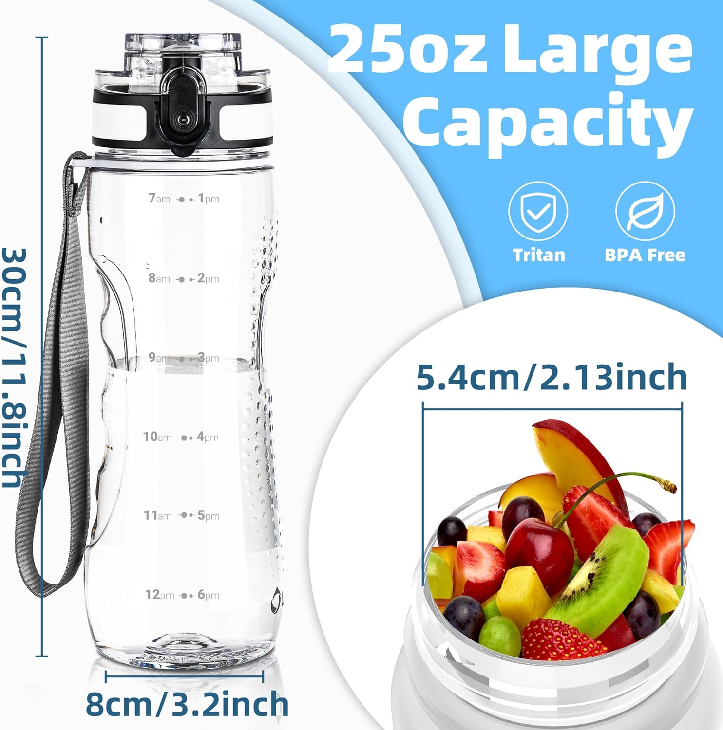 OLDLEY 25 oz Motivational Water Bottle - Leakproof & BPA-Free with Time Markers | Ideal for Gym, School & Travel