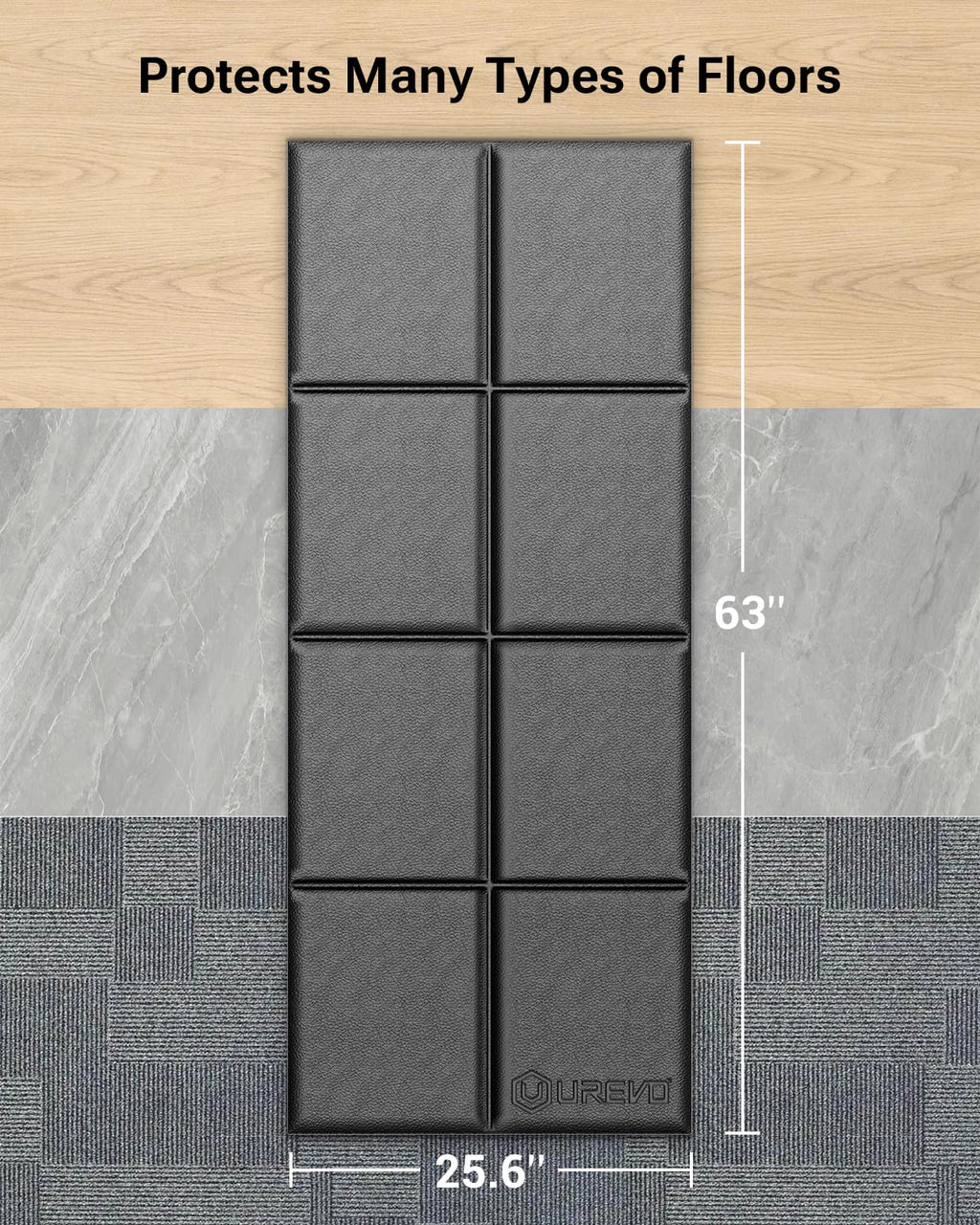 UREVO Foldable Treadmill Mat,Treadmill Mat for Carpet &Hardwood Floors ，Mat for Under Walking Pad on Carpet, Hardwood Floors Protectior, Non-Slip, Waterproof, Noise Shock Absorption