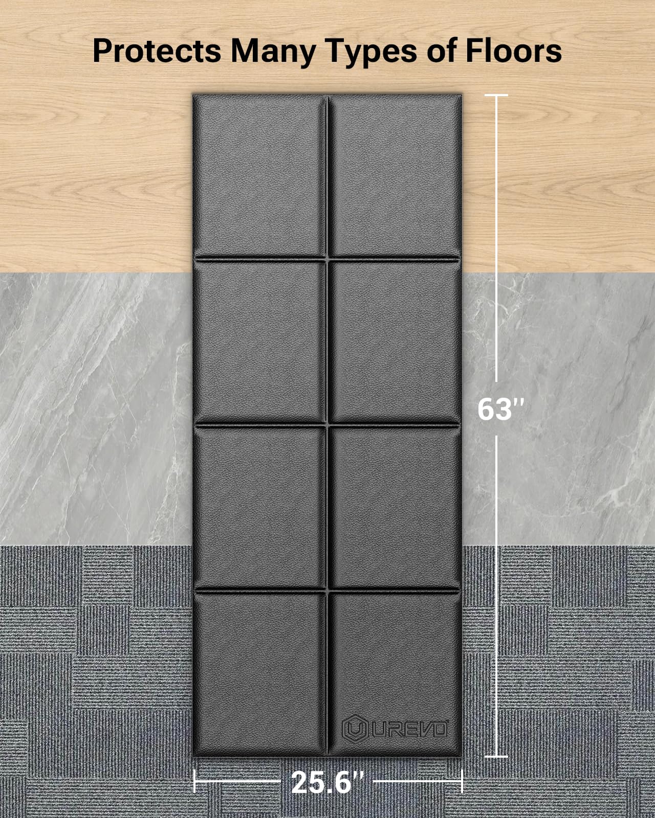 UREVO Foldable Treadmill Mat,Treadmill Mat for Carpet &Hardwood Floors ，Mat for Under Walking Pad on Carpet, Hardwood Floors Protectior, Non-Slip, Waterproof, Noise Shock Absorption