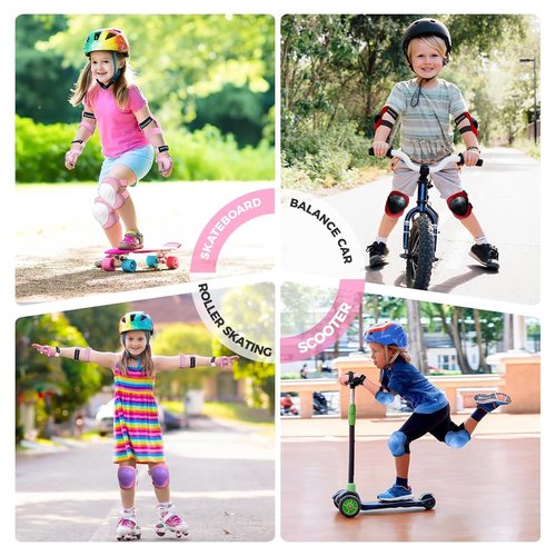 BOSONER Kids Protective Gear Set - Knee Pads, Elbow Pads & Wrist Guards for Ages 3-15 | Ideal for Roller Skating, Cycling & More
