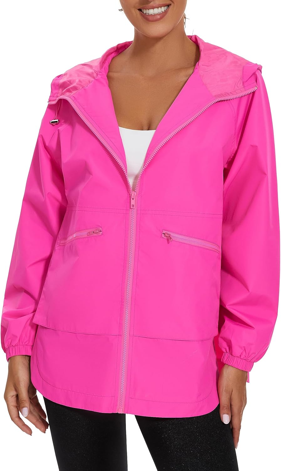 PESION Women's Waterproof Raincoat - Lightweight Hooded Windbreaker with Pockets | Ideal for Outdoor Use