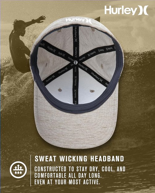 Hurley Mens Baseball Cap - Moisture Wicking Curved Brim Flexfit Fitted Hats for Men with H2O-Dri Sweatband (Sizes: S-XL)