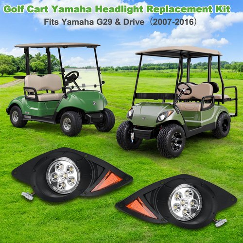 10L0L Golf Cart Head Light Kit for YAMAHA Drive G29 2007-2016 Gas or Electric Golf Cart - Front Driver Side and Passenger Side Replace 12V Headlights Light Kit Assembly, 3Pin Connector Included