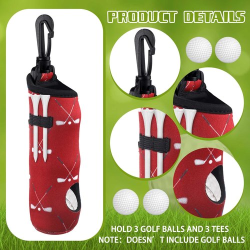 Bencailor 12 Pcs Golf Ball Tee Holder Neoprene Golf Ball Pouch Carry Bag Portable Neoprene Accessories for Women Keychain Belt Clip Bag Gifts Ladies Golfer