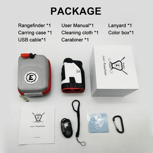 Super E Caddy Laser Golf/Hunting Range Finder, 875 Laser Range Finder with 6X Magnification, Fully Multi-Coated Ultra-Clear View, with Slope Correction, Pin-Seeker & Flag-Lock