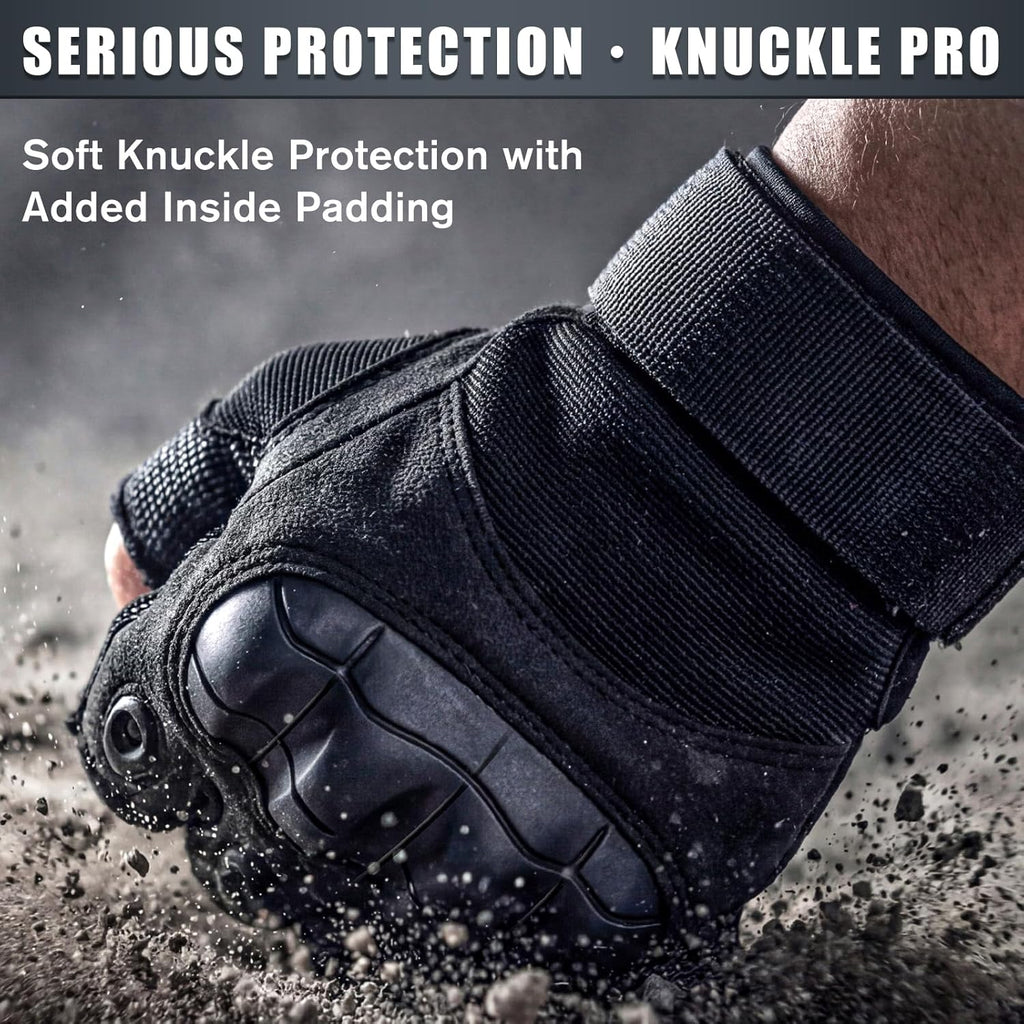 Wallke Tactical Fingerless Gloves - Comfortable Touchscreen Gloves with Knuckle Protection for Cycling, Climbing, and More