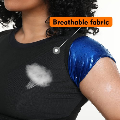 LMCOB Women's Sauna Sweat Shirt Athletic Tee Compression T-Shirt Heat Trapping Sauna Vest for Women（LYBH6007-01-XXL）