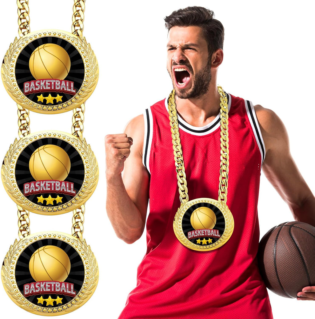 Tondiamo 3 Pcs Sports Turnover Chains - 6" Large Champion Medals for MVP Players | Basketball, Football, Soccer, Baseball, Softball, Volleyball