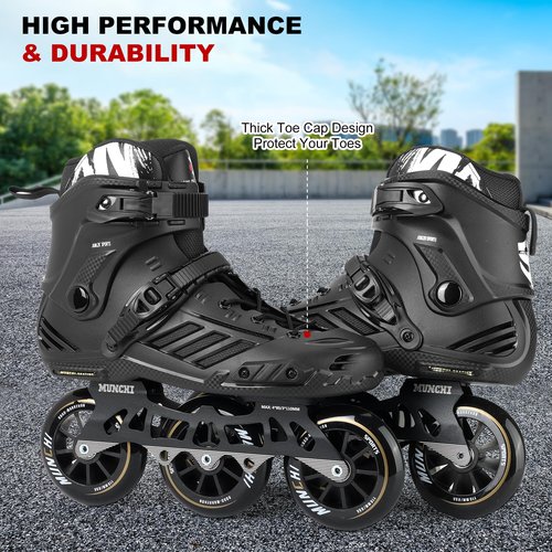 3 Wheels Fitness Inline Speed Skates for Unisex，110mm Roller Skates Blades (White, Men 9.5/Women 10.5 43)