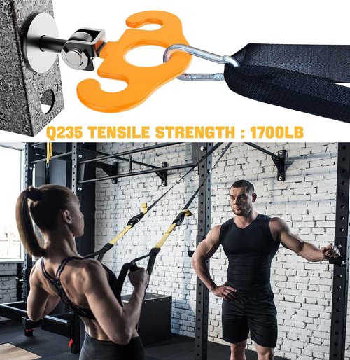 HOOJAKU Power Rack Attachments, Hooks for Squat Rack, Resistance Band Heavy Duty, Versatile Gym Equipment Attachments, for Strength Traning, Fitness, Physical Therapy(2 Pack)