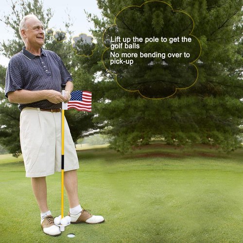 KINGTOP Golf Hole Cup Flagpole Set for Practice Putting Green, 6” Putting Cup Fit PGA | LPGA | USGA Regulations, 2-Section Flag Stick Design, 3 Feet, 3-Pack