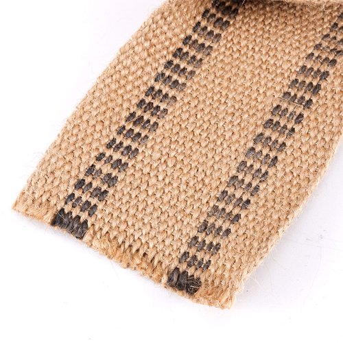 ZOENHOU 3.5 Inch x 21.8 Yard Upholstery Jute Webbing, Thickened Jute Chair Webbing Furniture Webbing Natural with Black Stripes for Outdoor Indoor