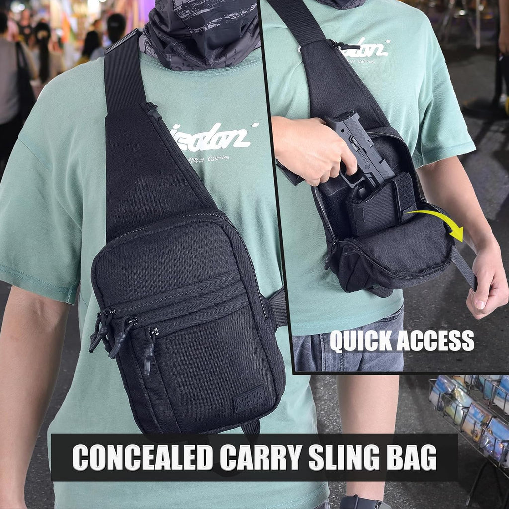 Tactical Sling Chest Bag Concealed Carry Bags with Gun Holder EDC Shoulder Crossbody Casual