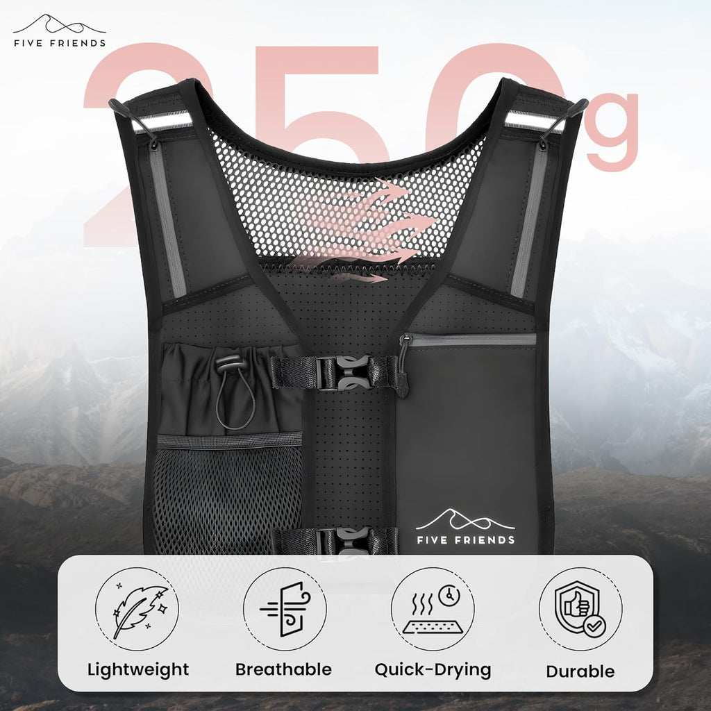 Skiennix Running Vest - Lightweight Reflective Hydration Pack with 6 Pockets | Adjustable for Men & Women