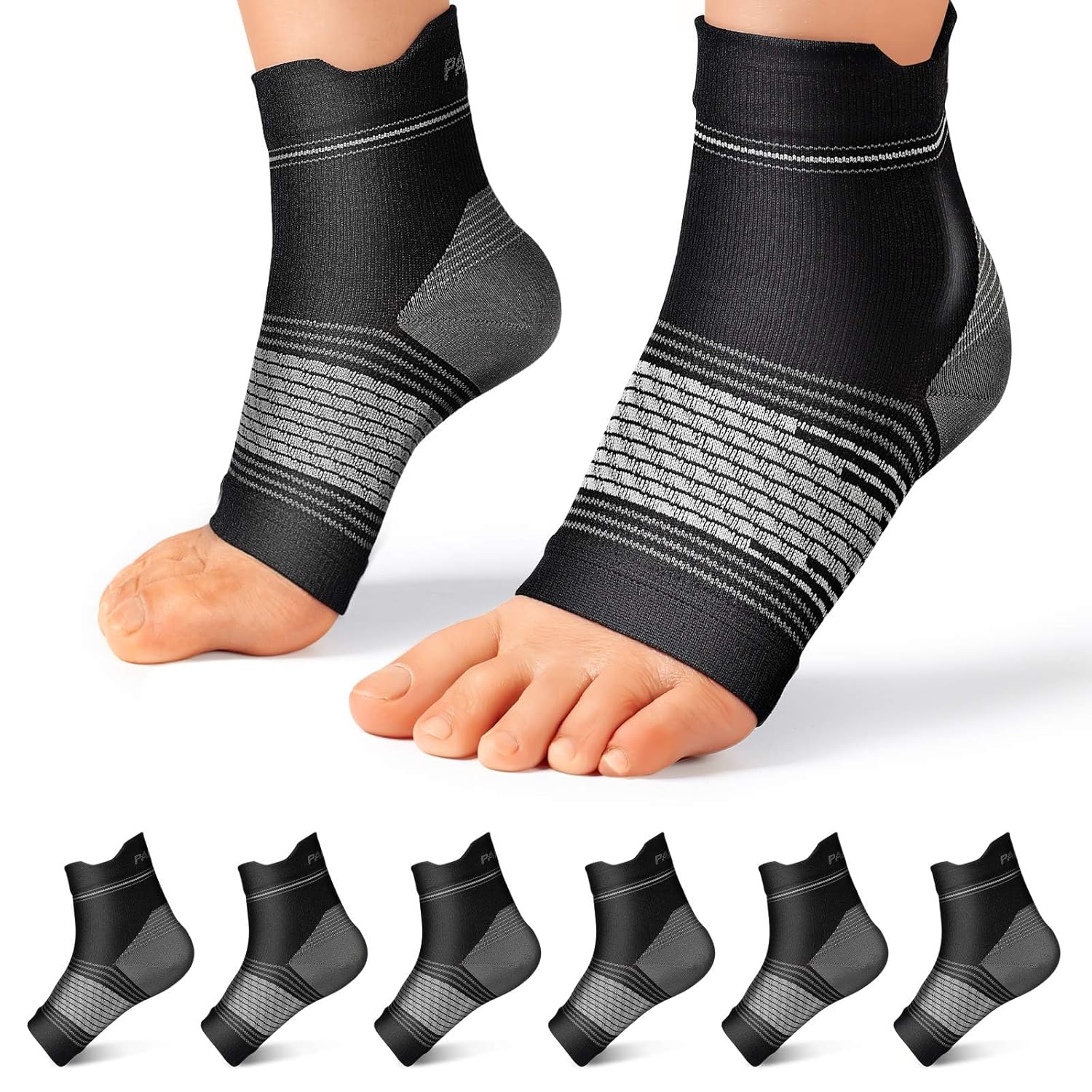 Skiennix Plantar Fasciitis Socks - Compression Ankle Brace with Arch Support for Pain Relief | Black, X-Large