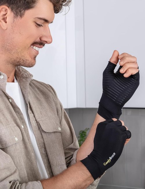 ComfyBrace Copper Infused Compression Gloves - Arthritis Pain Relief for Hands & Fingers | Unisex Fit