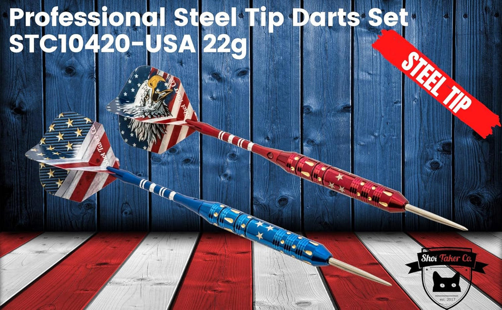 Steel Tip Darts Set - Professional Darts with Brass Barrels & Accessories | Complete Dartboard Kit