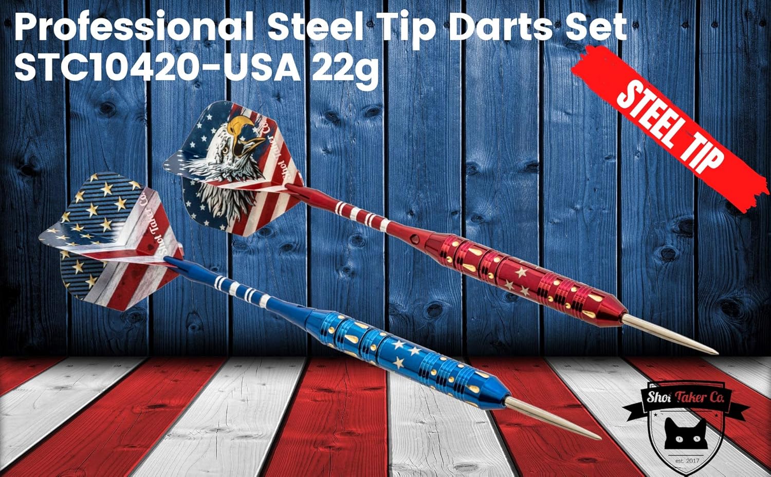 Steel Tip Darts Set - Professional Darts with Brass Barrels & Accessories | Complete Dartboard Kit