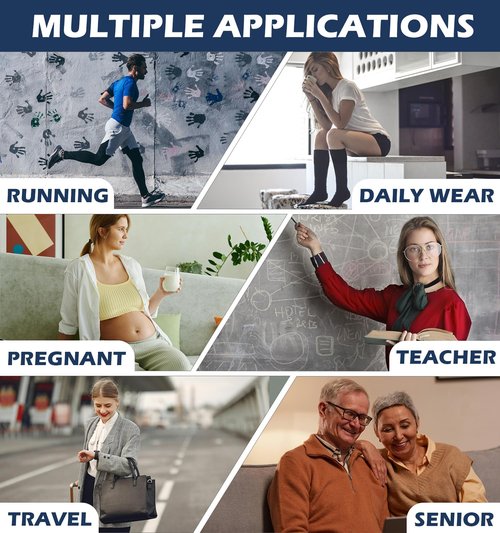 (3 pairs) Compression Socks 20-30 mmHg Long Knee High Socks for Women and Men Black/Darkgrey/Coffee S/M