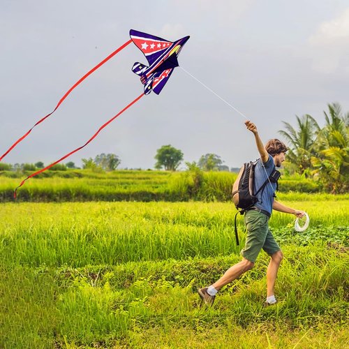 Fighter Airplane Kites - Easy to Fly for Kids Ages 4-12 | Includes Kite Handle & 300ft String