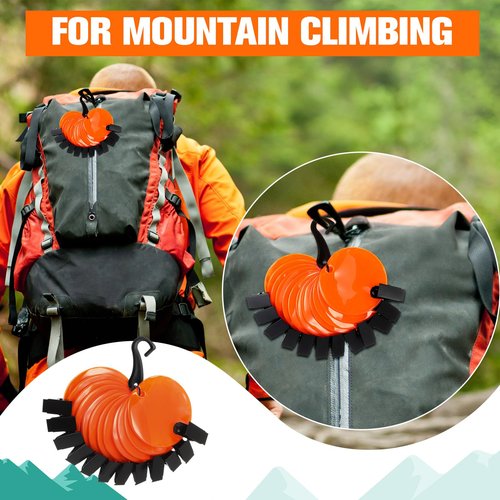 Konohan 48 Pcs 24 or 48 Pcs Trail Markers with Clips Round Reflective Tacks for Hunting Reflective Tree Tacks Trail Marking Ribbon with Clips Orange High Visibility Tree Markers for Outdoor Hiking