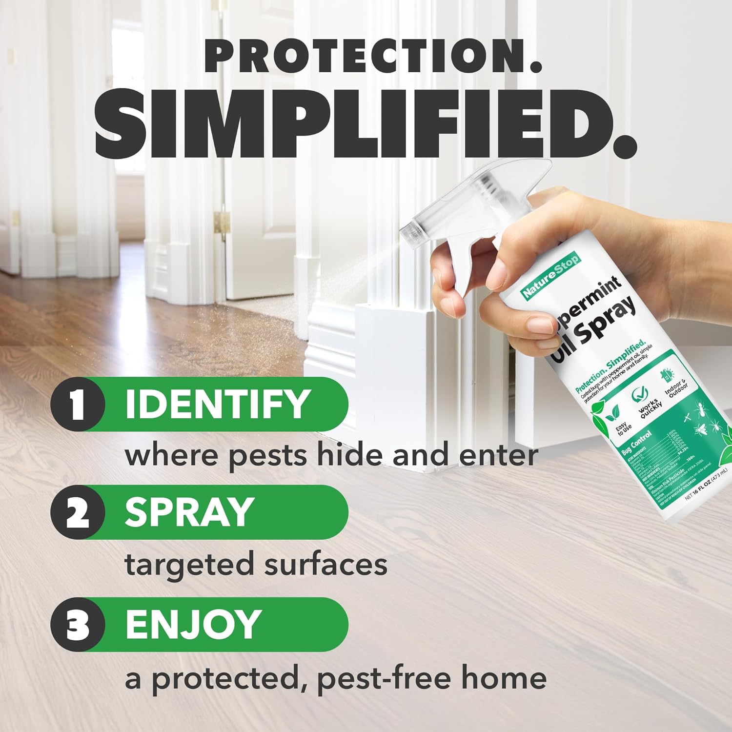 Peppermint Oil Insect Repellent Spray - Natural Bug Deterrent for Indoor & Outdoor Use | 16 oz (475mL)