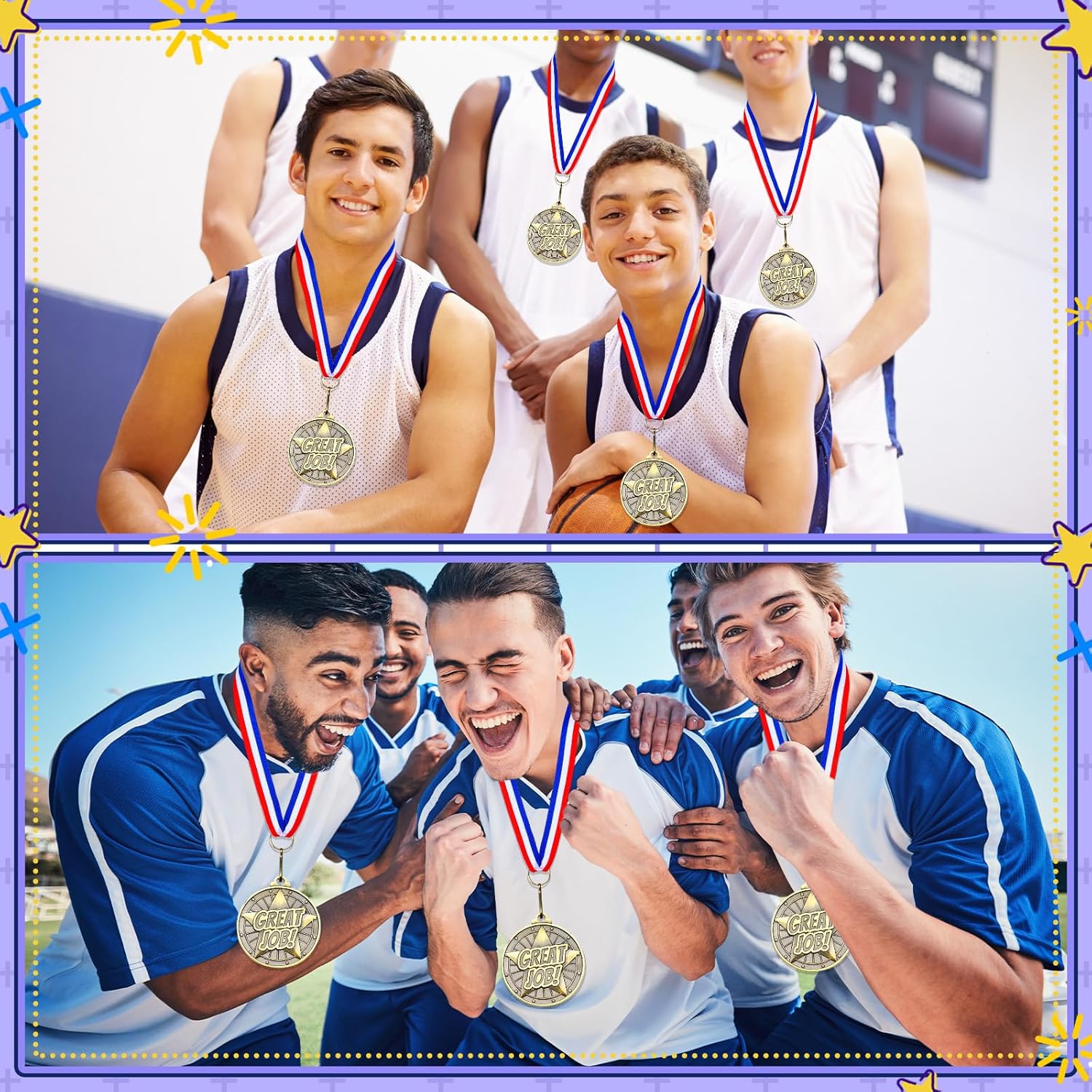 Quelay 100 Pcs Award Medals Bulk 2 Inch Gold Winner Medals with Neck Ribbons for Sports Tournaments Competitions Party Favors