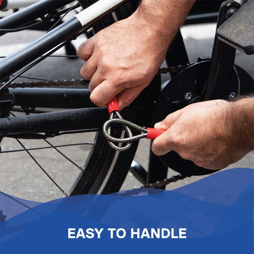 EVEREST FITNESS Heavy Duty Bike Lock Cable for Security - 76cm Long x 6mm - Universal Anti Theft Steel Bicycle Loop Cable - Compatible with All Bike Locks