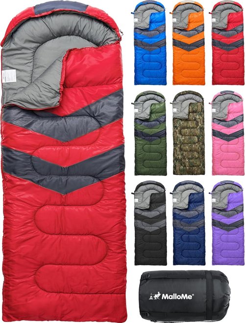 MalloMe Sleeping Bags - Cold Weather Backpacking & Camping Gear for Adults and Kids | Lightweight & Compact