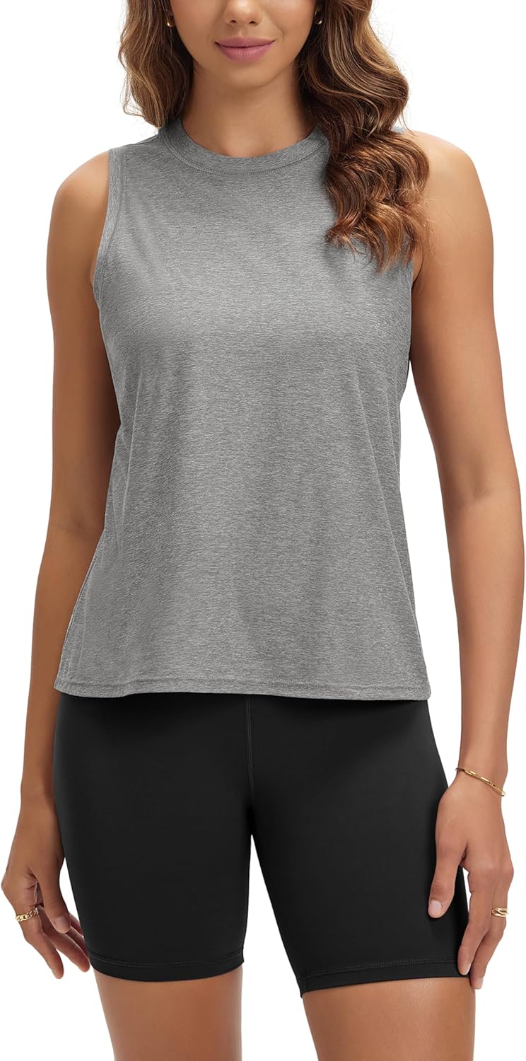 ODODOS Women's Performance Tank - Ultra Soft odSTRATUM Tech Sleeveless Tee | High Crew Neck Top