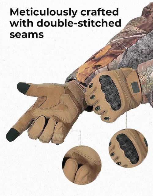 KEMIMOTO Tactical Gloves - Touchscreen Motorcycle Gloves with Hard Shell & Palm Padding | Ideal for Sports, Cycling, Hunting, and More