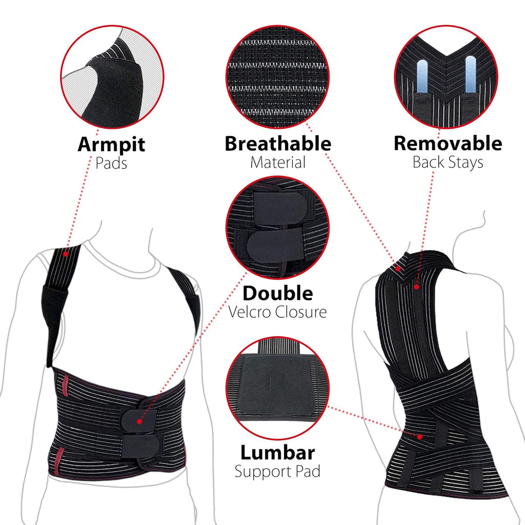 ORTONYX TLSO Full Back Support Brace - Lightweight & Breathable Pain Relief for Thoracic Kyphosis & Herniated Disc | ACHB5248-S