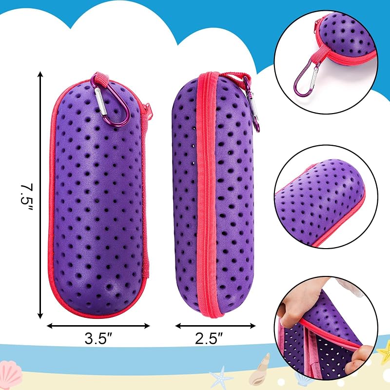 Nicunom 4-Pack Swim Goggle Case with Drain Holes, Breathable EVA Protective Carrying Case