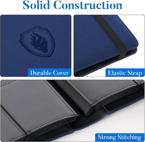 Fabmaker Premium 9 Pocket Card Binder - Sturdy Trading Card Album for 540 Cards | Navy Blue