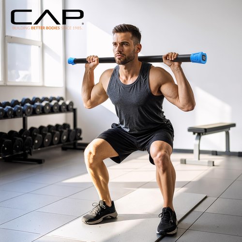CAP Barbell 20 lb Total Body Workout Weighted Bar - Black | Exercise Bar for Strength Training, Yoga, Pilates, Resistance Training, and Home Gym Workouts
