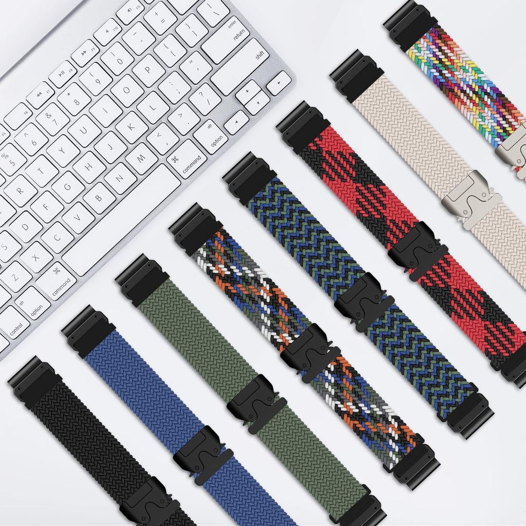 Nylon Braided Loop Watch Band for Garmin Fenix 8 Pro/Fenix 8/Fenix E 47mm/Fenix 7/7 Pro/Quatix 8 47mm/Tactix 8 47mm, Secure Parachute-Style Buckle Strap for Garmin QuickFit 22 mm, Apricot