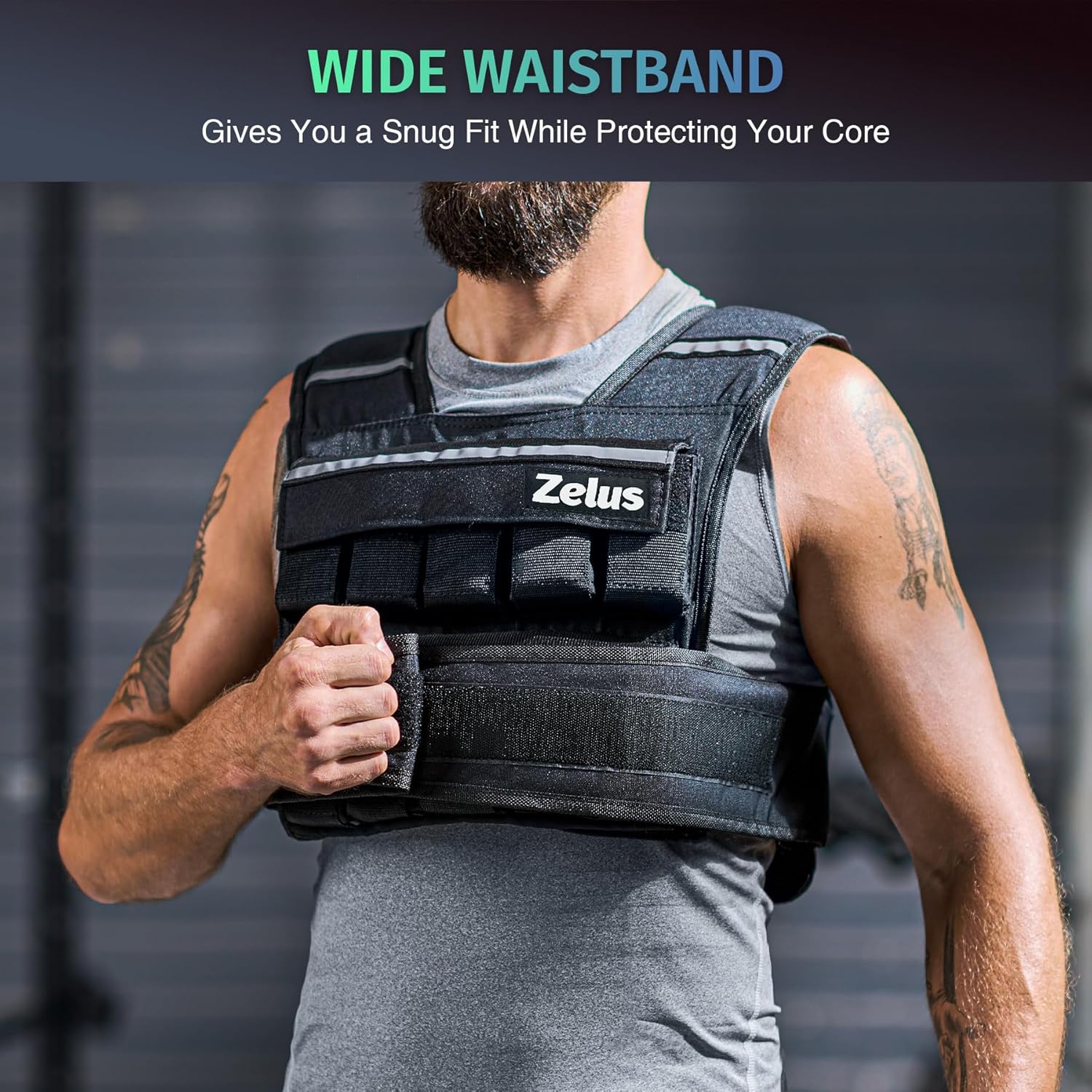 ZELUS Weighted Vest - Adjustable 20lb to 60lb for Enhanced Home Workouts | Ideal for Cardio & Strength Training