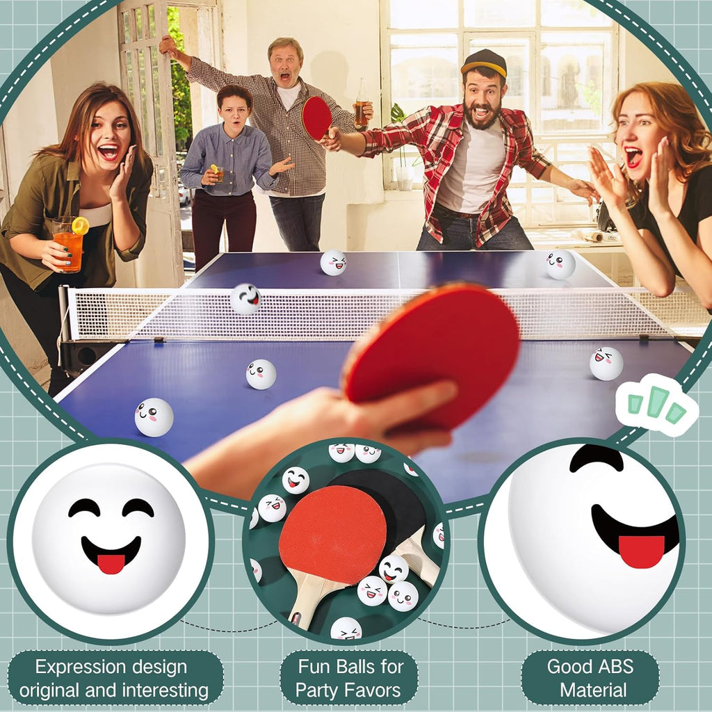 ShinyRelief 24 PCS Table Tennis Balls - Cute Emotion Designs | Fun Gift for Golfers & Players