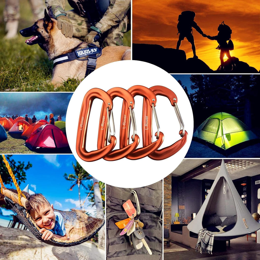 Skiennix 12KN Heavy Duty Carabiner Clips - Lightweight Aluminium Wiregate for Camping & Hiking