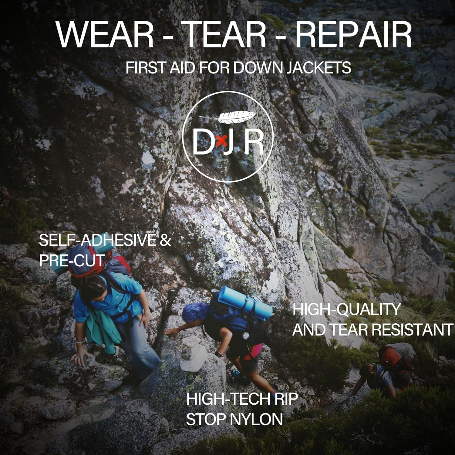 Self-Adhesive Waterproof Repair Patch Kit | Quick 30-Second Fix for Outdoor Gear - Pre-Cut Nylon Ripstop Patches in Dark Blue