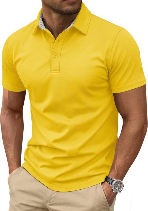 Cotrasen Men's Polo Shirt - Short Sleeve Cotton Pique Golf Tee | Classic Fit Casual Performance