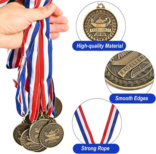 GOLDGE 36Pcs Bronze Winner Medals - 2'' Awards with Neck Ribbons for Academic Competitions & Graduation