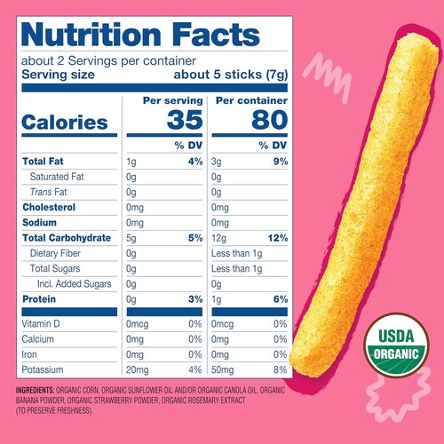 Earth's Best Organic Baby Food - Strawberry Banana Teething Snacks | Crunchy Sticks for 6+ Months, 0.56 oz (Pack of 5)