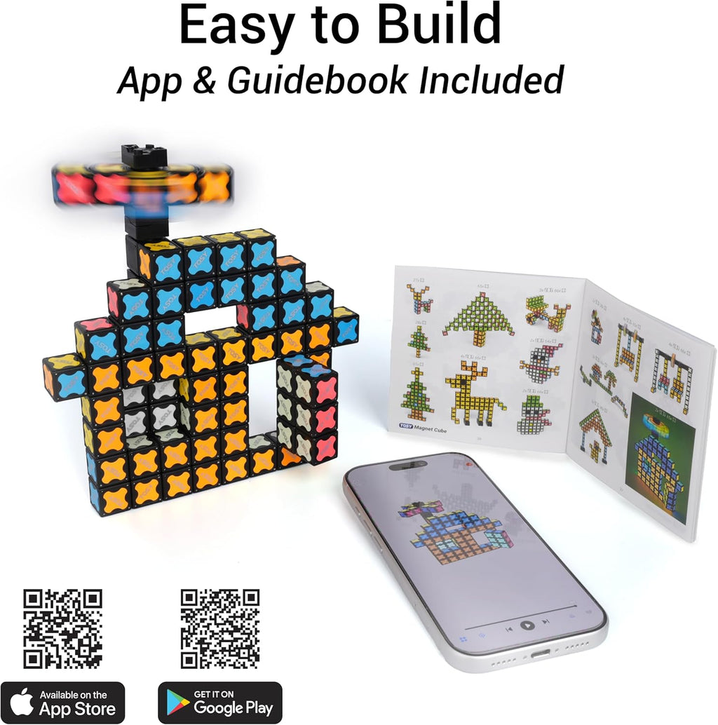 TOSY Magnet Cube 4x4 - 70 Blocks with 560 Magnets | Creative Building & Fidget Toy for Kids