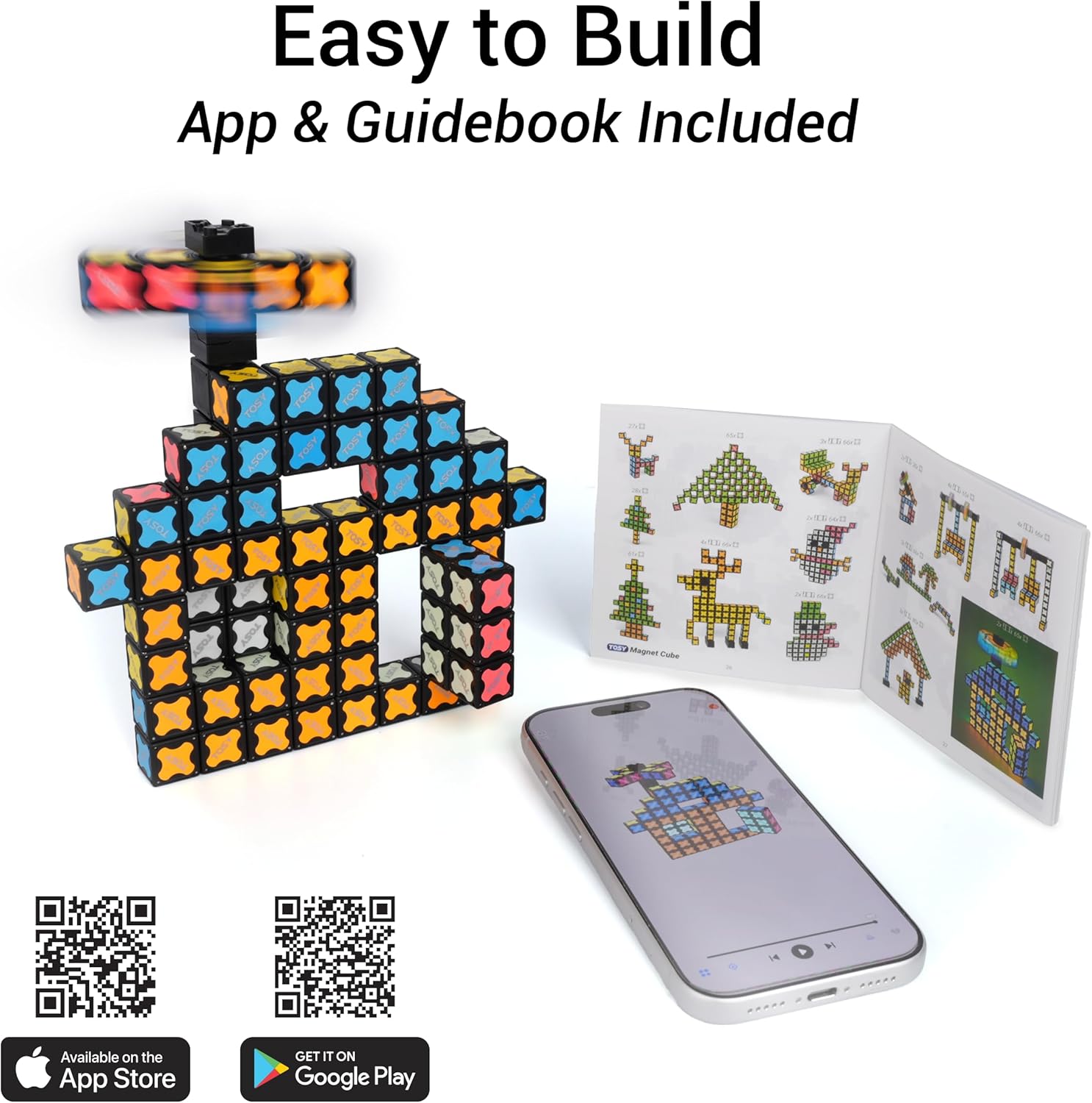 TOSY Magnet Cube 4x4 - 70 Blocks with 560 Magnets | Creative Building & Fidget Toy for Kids