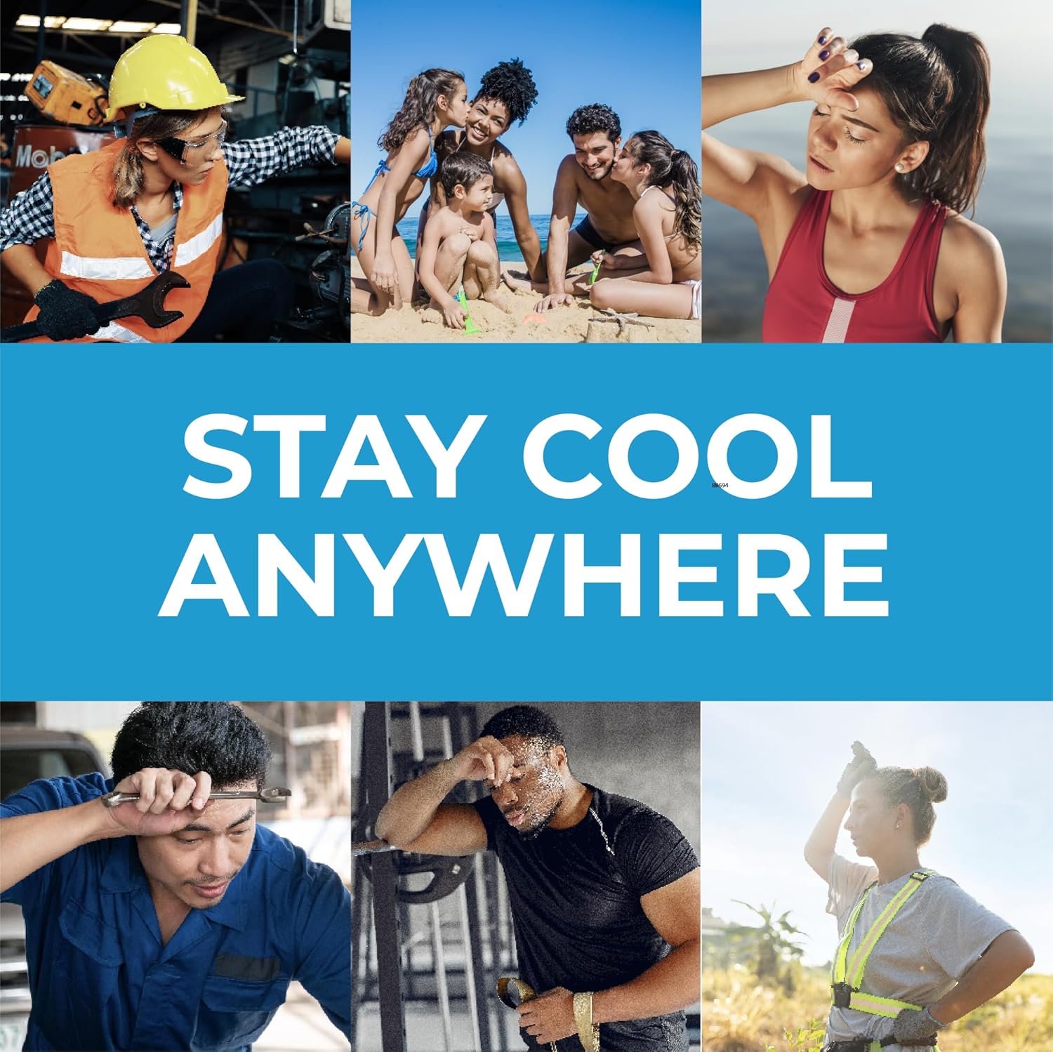 SHAKEitCOOL Cooling Towel - Stay Cool in Style | Lightweight, Soft, Sun Protection - Blue Wave