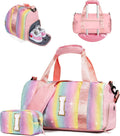 Skiennix Girl Gym Bag - Personalized Weekender Tote with Shoe Compartment & Makeup Pouch (Letter I)