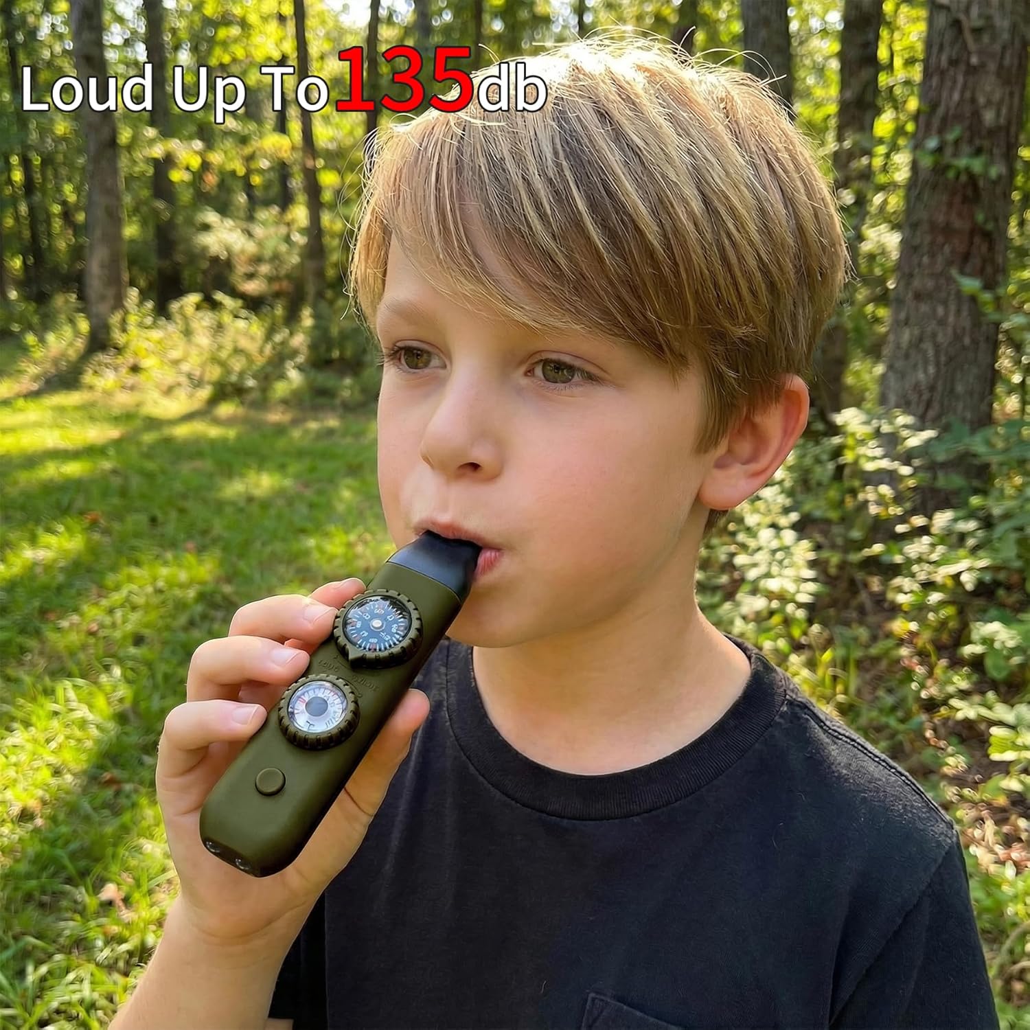 Survivor Multifunctional Emergency Whistle for Kids - Compass, Thermometer & Neck Lanyard | Essential Safety Gear for Hiking, Camping & Outdoor Adventures