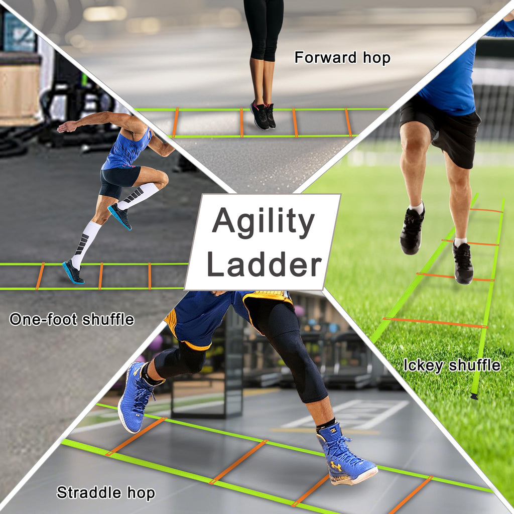 NKJIH 20ft Adjustable Agility Speed Ladder Training Ladder with Carry Bag - Soccer, Speed, Football Fitness Feet Training - Agility Training Equipment for Footwork Drills(Orange)