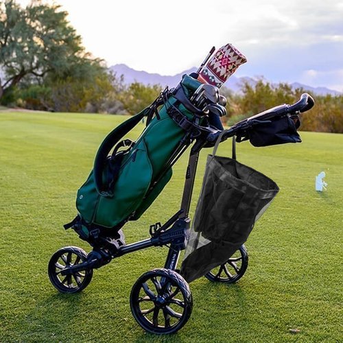 Pikpops Golf Push Cart Accessories - Backside Extension Storage Bag, Push Cart Organizer Golf Accessory Bag (Black, Large)